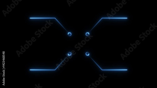 Four callout Hud elements Neon line animation Isolated on Black Background