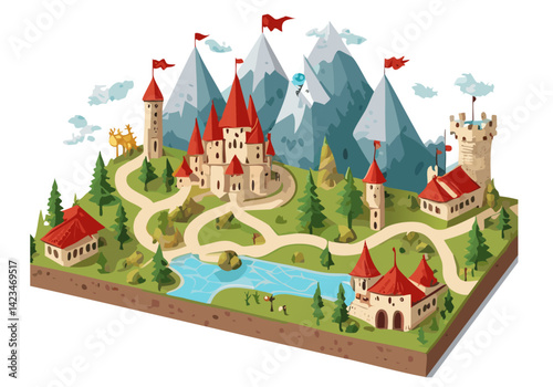 plan en 3d d'un château fort 