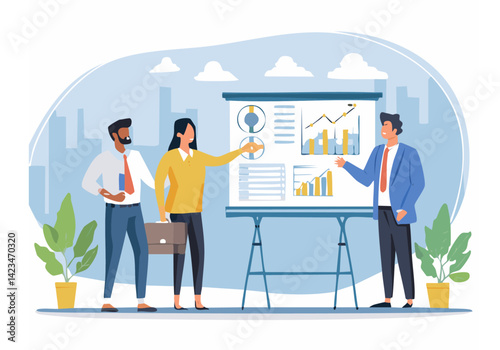 des personnes devant un tableau de statistique dans une entreprise