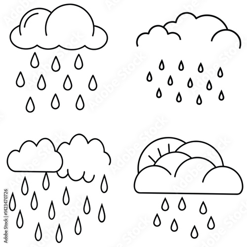 vector weather icons, weather icon line art vector illustration
