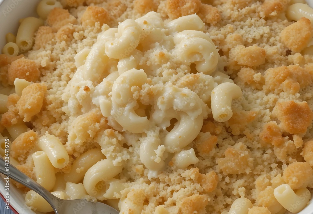 Mac and Cheese with Crunchy Breadcrumbs in Ceramic Dish Mac and Cheese with Crunchy Breadcrumbs in Ceramic Dish