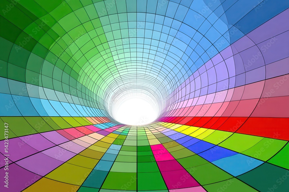Abstract Colorful Tunnel of Light and Geometric Patterns