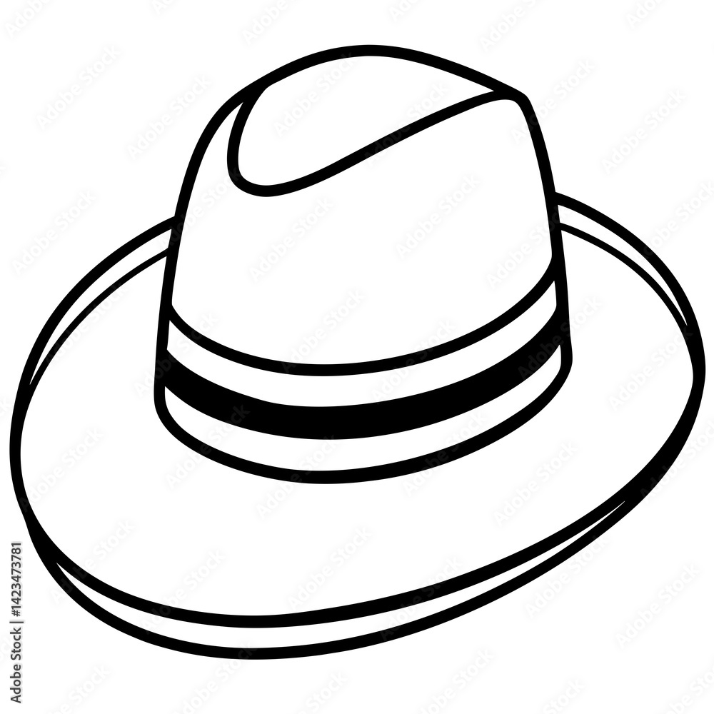 Minimal Panama Hat Vector on White Minimal Panama Hat Vector on White