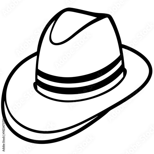 Minimal Panama Hat Vector on White