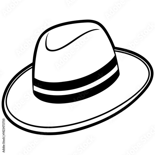 Minimal Panama Hat Vector on White