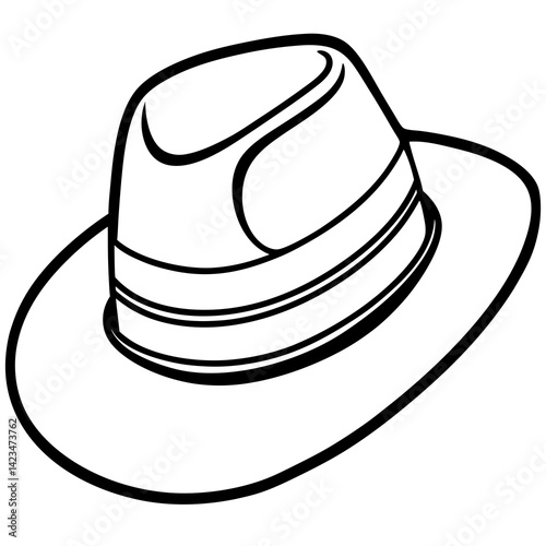 Minimal Panama Hat Vector on White