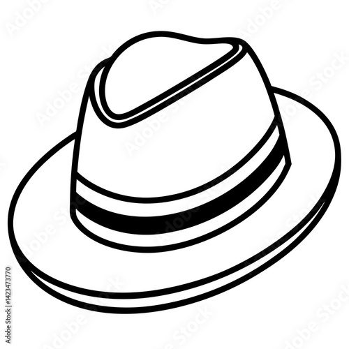 Minimal Panama Hat Vector on White