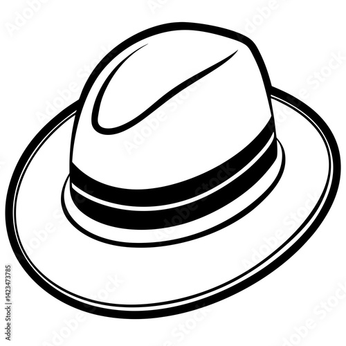 Minimal Panama Hat Vector on White