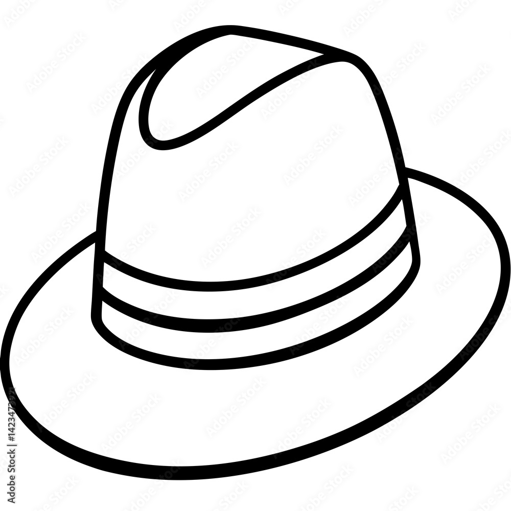 Minimal Panama Hat Vector on White Minimal Panama Hat Vector on White