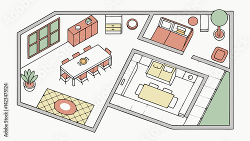 kitchen and dining room furniture top view  set of (1).eps