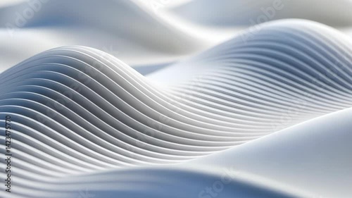 Explore the flowing waves of textured white surfaces under soft lighting in a serene and calming atmosphere Generative AI
