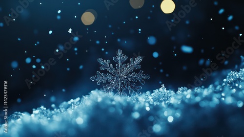 Dark winter snowflake background