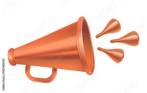 Vector icon of vintage bronze megaphone for fake, breaking news or sale. Vector retro metallic megaphone on isolated background.
