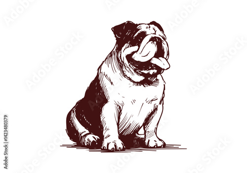 Bulldog Hand Drawn Illustration Sketch Vector Isolated by AZ for Graphic Arts Design and Decoration Asset