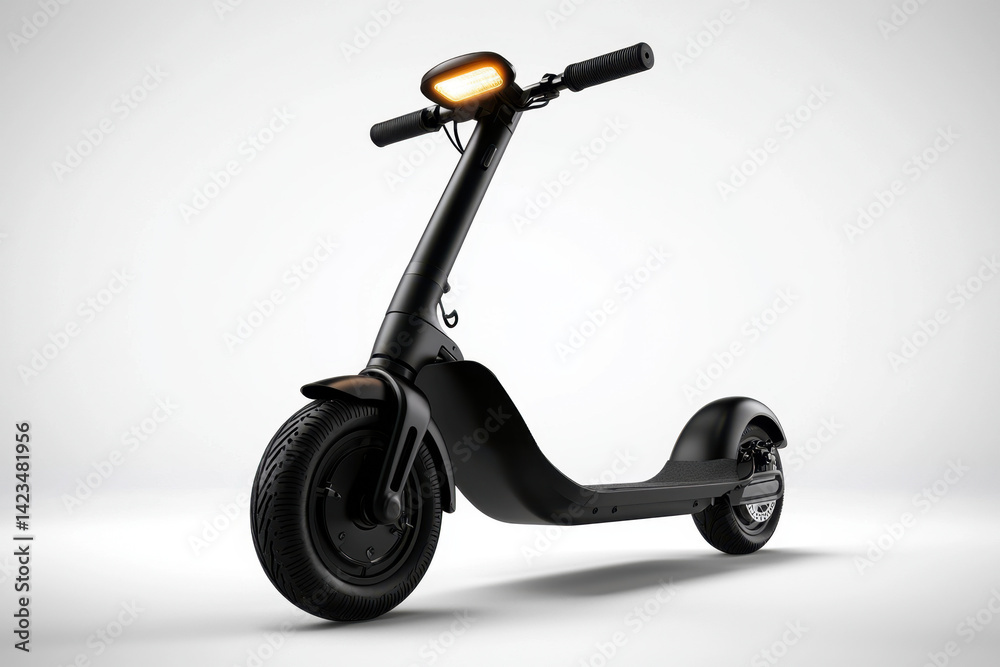Compact foldable electric scooter for urban commuting modern city streets vehicle image minimalistic environment front view innovative transportation solution