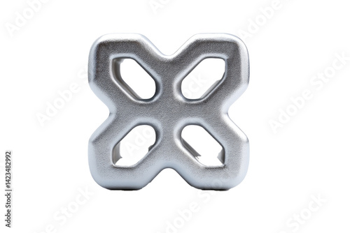 geometric icon intertwined shapes, metallic texture, subtle reflections, industrial design, clean 