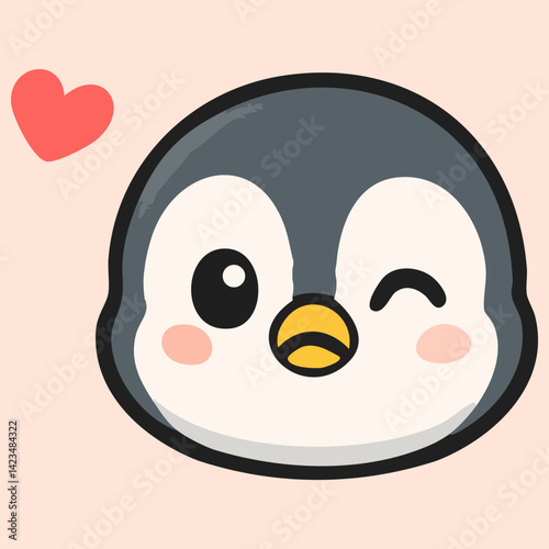 Loving baby penguin with wink and heart symbol