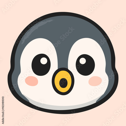 Surprised baby penguin with wide open eyes and beak