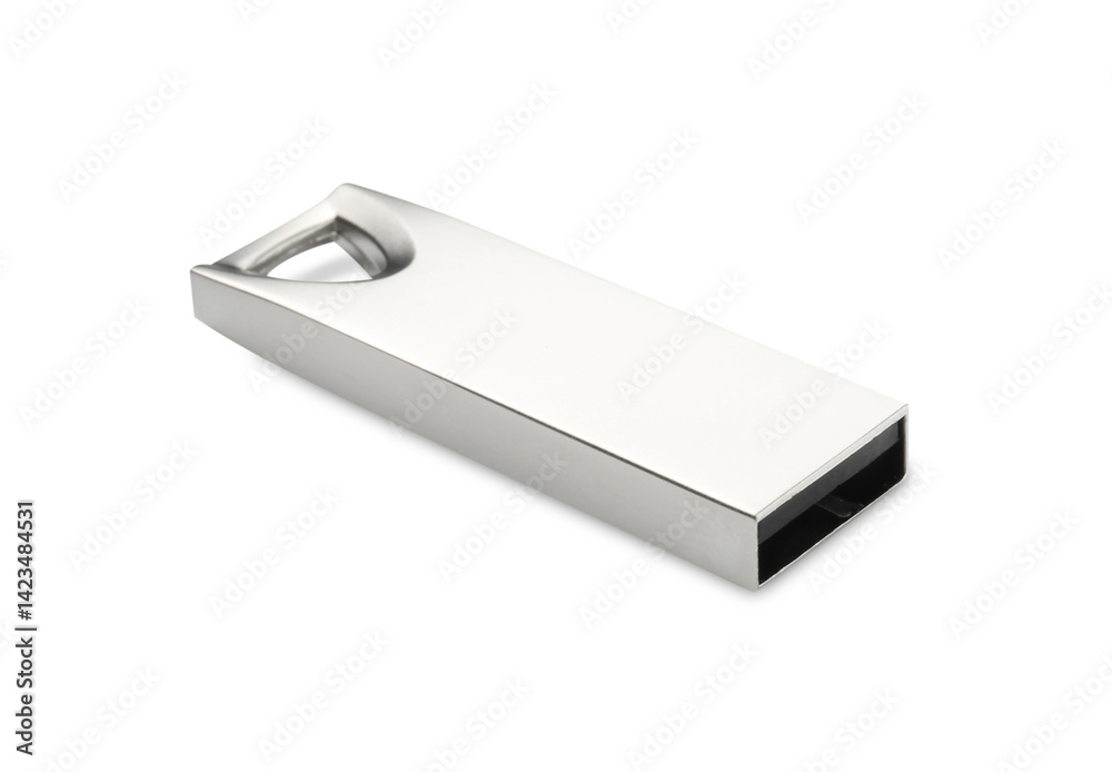 One modern flash drive isolated on white One modern flash drive isolated on white