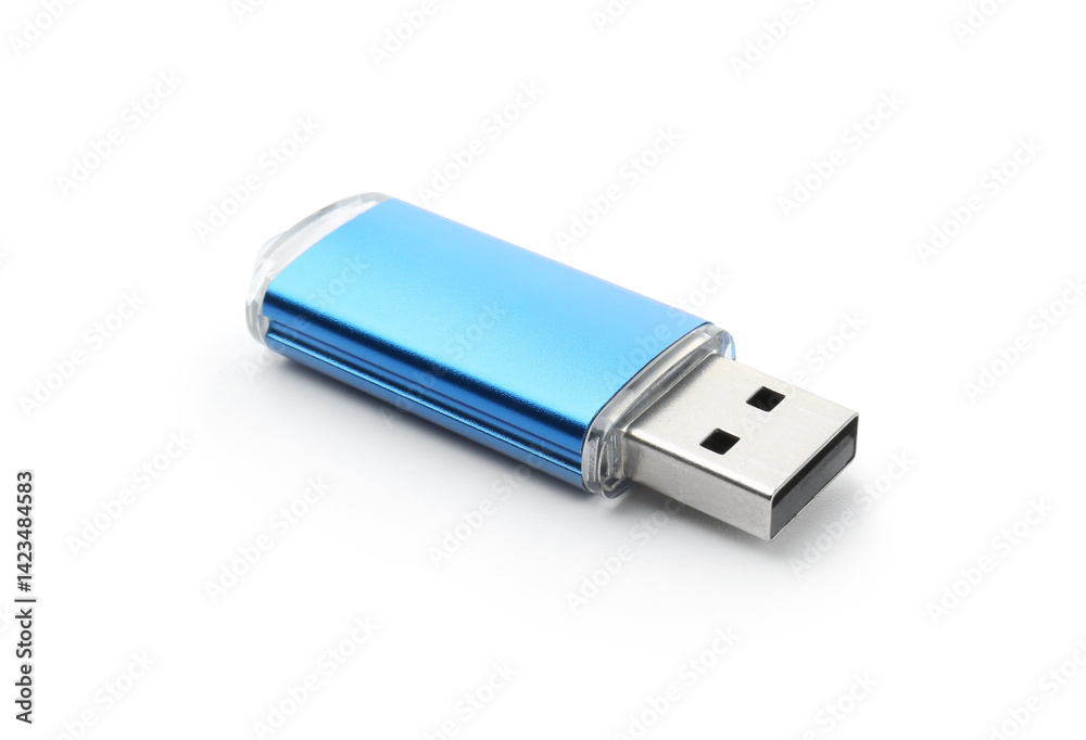 One modern flash drive isolated on white One modern flash drive isolated on white