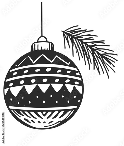 svg vector, Merry Christmas and New Year ball toy icon