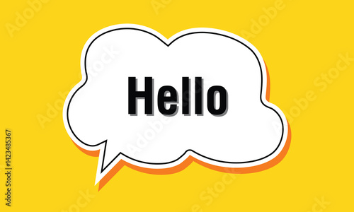 Hello welcome tag. Chat speech bubbles set. Hi invitation offer. Formal greetings message. Hello talk speech message. Talk box infographics. Vector .