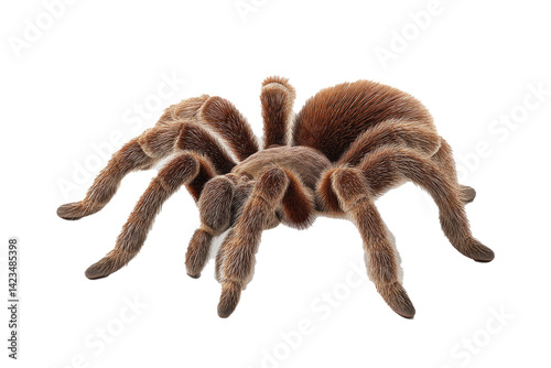 hairy tarantula, velvety brown texture, powerful legs, calm posture, clean 