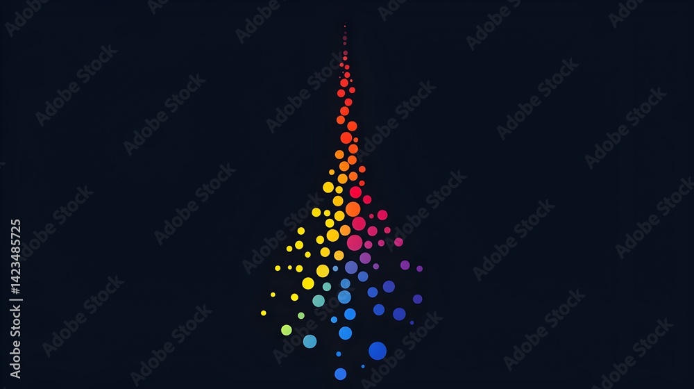 Obraz premium Colorful abstract flame of gradient circles on a dark background. Concepts: Data, creativity, transformation, abstract art, digital energy, innovation, progress, motion, tech, minimalism.