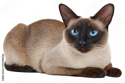 independent Siamese cat, sitting elegantly, striking blue almond eyes, short sleek fur, clean 