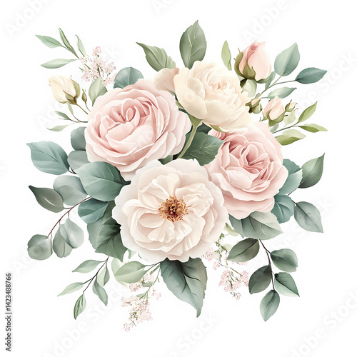 bouquet of roses, white background
