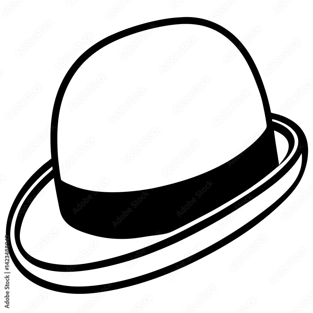Minimal Bowler Hat Vector on White Minimal Bowler Hat Vector on White