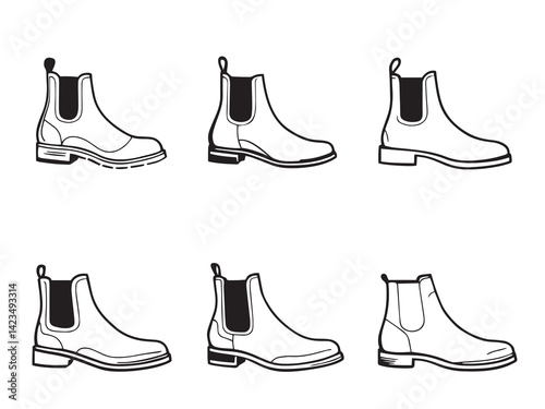 Chelsea boots vector line art illustration