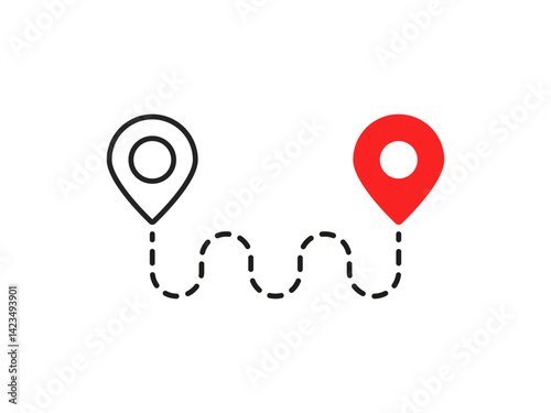 we have moved icon with dotted line and pins