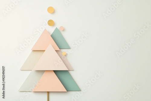 Minimalist Christmas tree design with pastel colors and geometri