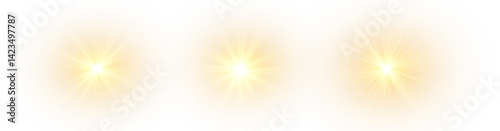 Transparent PNG light effect with sunlight glare, sparkle and glow. Futuristic luxury lens flare, burst, star, neon laser and projection for disco spotlight or abstract stage illustration.