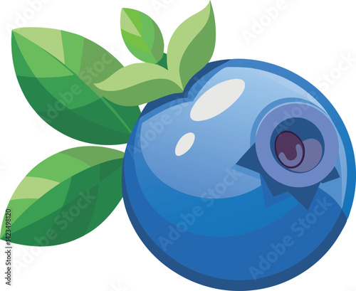 A vibrant vector art illustration of delicious blueberries, showcasing fresh, juicy fruit in rich blue tones with realistic texture and detail.