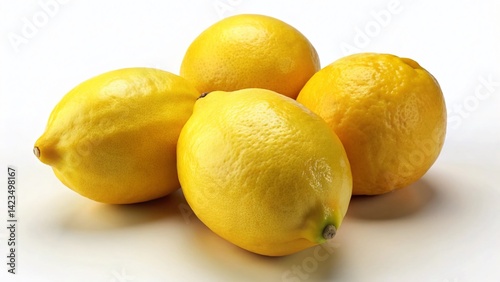 Vibrant Yellow Lemons Isolated on White, Clipping Path Included