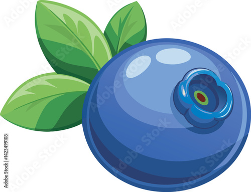 A vibrant vector art illustration of delicious blueberries, showcasing fresh, juicy fruit in rich blue tones with realistic texture and detail.