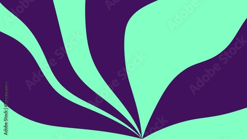 Abstract design featuring flowing shapes in purple and mint green, creating a dynamic visual effect