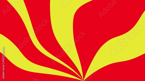 Abstract design featuring vibrant red and yellow rays radiating from the center, creating a dynamic visual effect