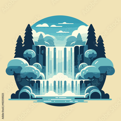 beautiful waterfall scenery vector image