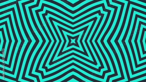 Abstract geometric pattern featuring concentric lines in vibrant turquoise and black colors