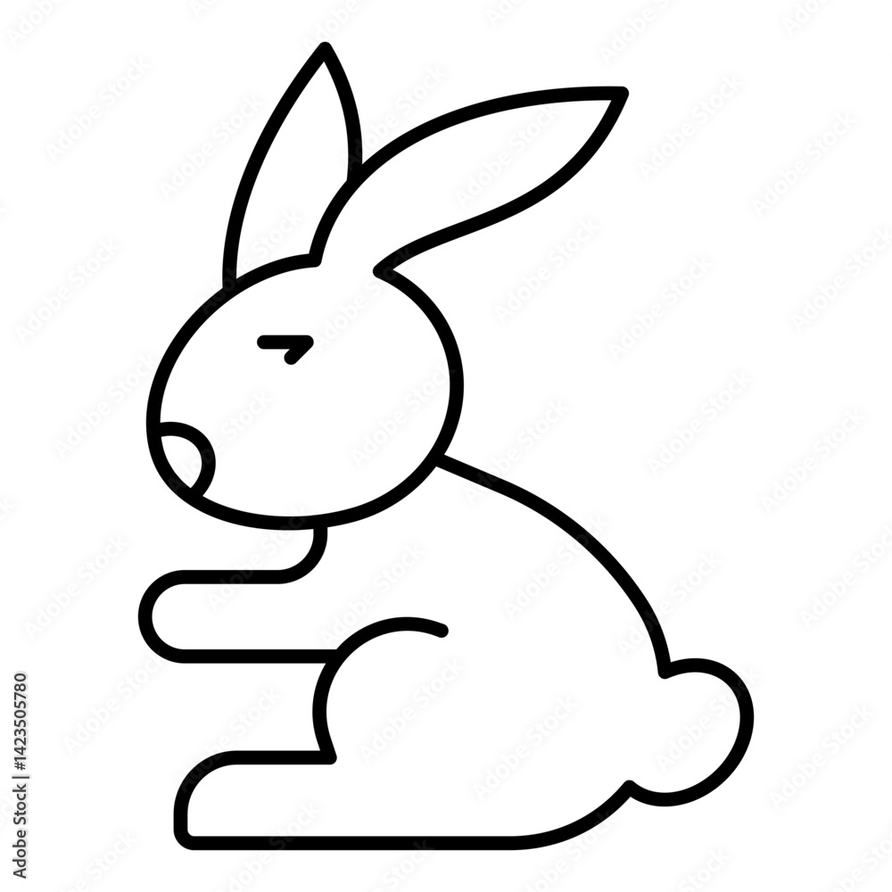 Fototapeta premium Easter rabbit thin line icon, easter holiday concept. Vector graphics. Bunny, animal sign on white background, linear style for mobile or design.