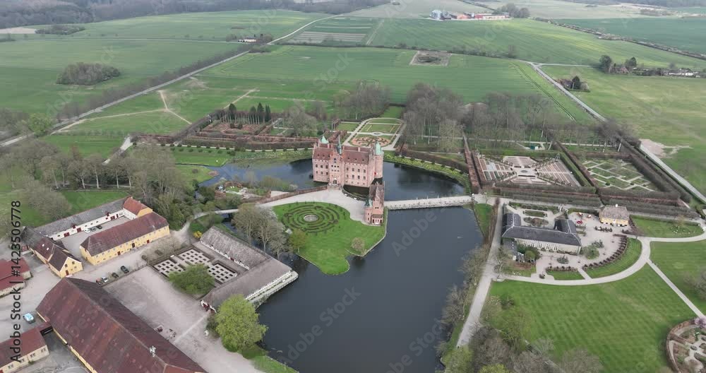 Egeskov Castle, castle on the Danish island of Funen. Renaissance, fortress, Denmark. Egeskov Castle, castle on the Danish island of Funen. Renaissance, fortress, Denmark.