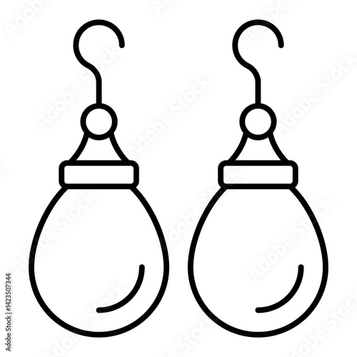 Earrings pair thin line icon, holiday gifts concept. Vector graphics. Crystal teardrop earrings, jewelry sign on white background, linear style for mobile or design.
