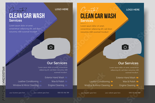 Car Washing, waxing, Automobile repair, cleaning social media post design bundle, Car Cleaning Service Poster, a4 car wash service flyer, automobile wash service leaflet design, Cleaning service .