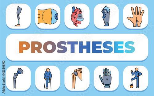 Prostheses text concept. Shablon for presentation and Infographics.