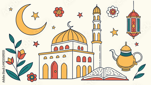 ramadan kareem set in flat graphic design  collect.eps