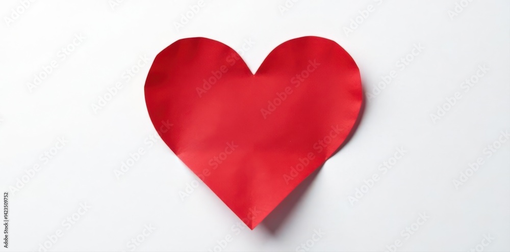Intricate red paper heart, clean white backdrop, graphic, disease Intricate red paper heart, clean white backdrop, graphic, disease