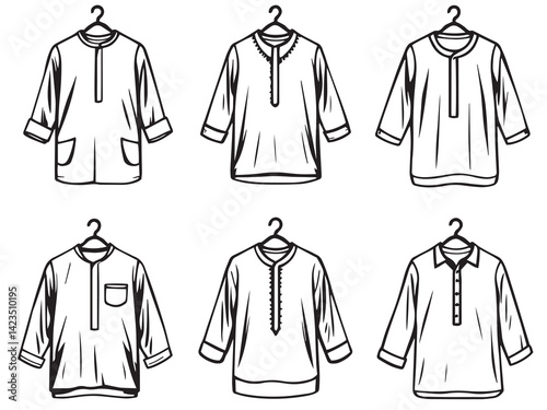 Kurta vector line art illustration